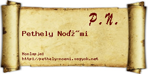 Pethely Noémi névjegykártya